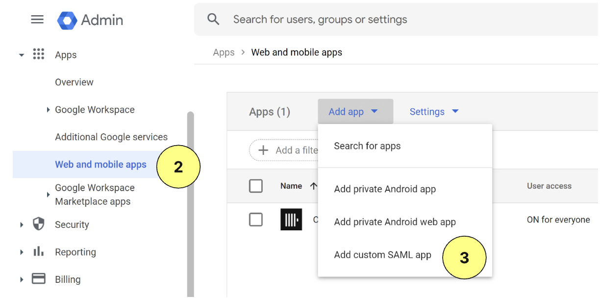 Приложени�е Google SAML